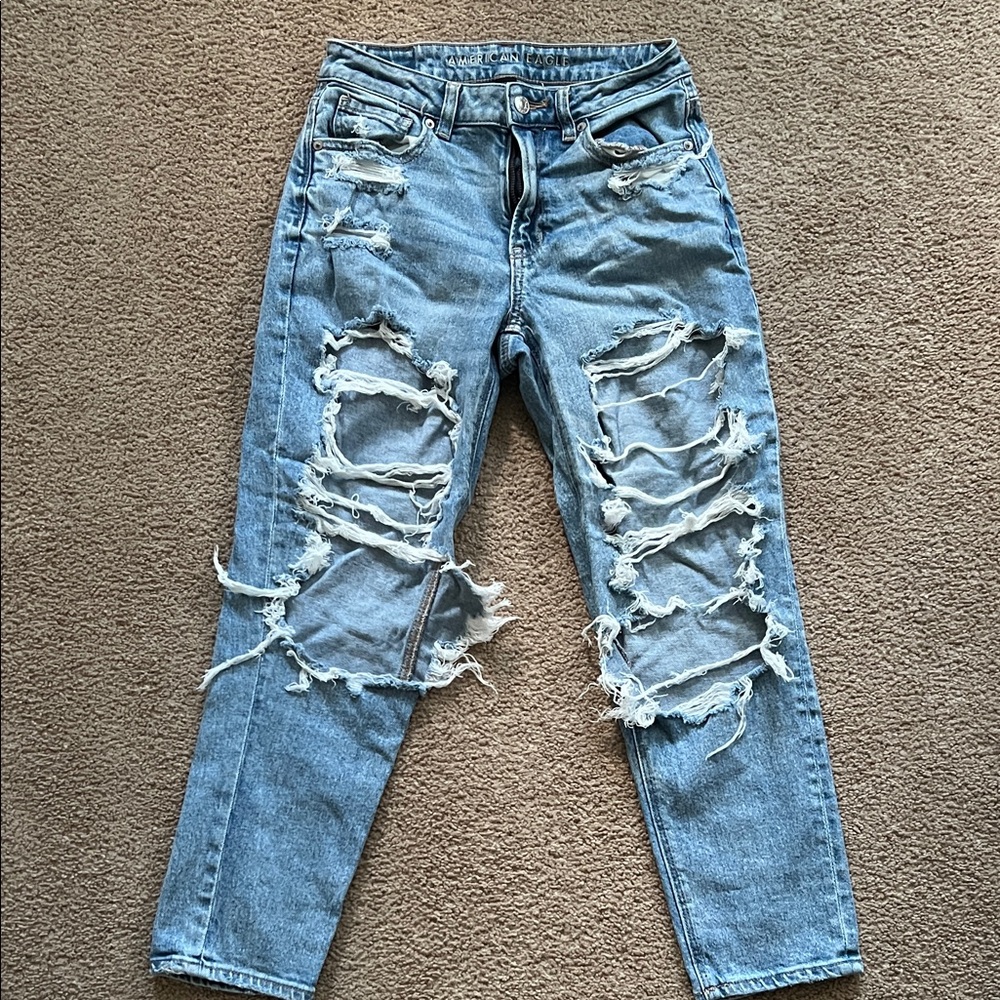 American Eagle Outfitters Distressed Blue Boyfriend Jeans